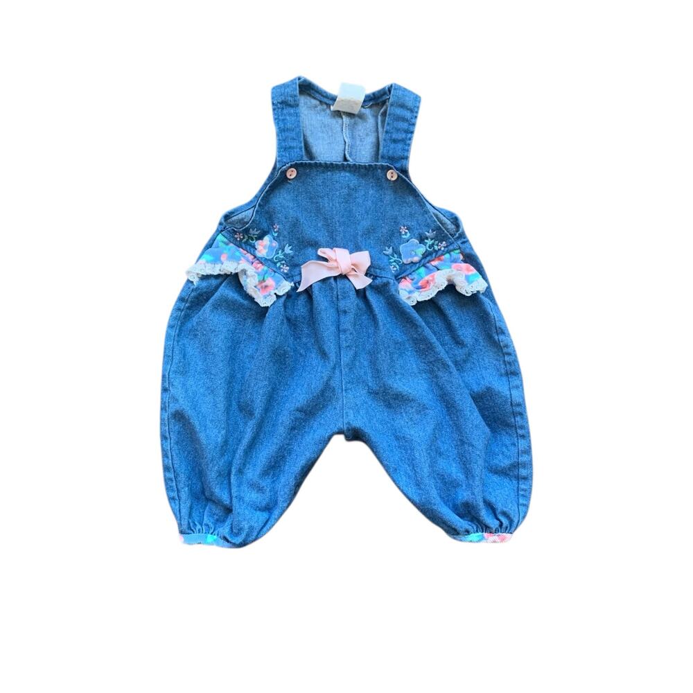 Vintage Denim & Floral Overalls